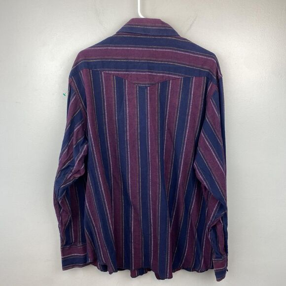 Wrangler Western Shirt Mens 2XL Blue Purple Striped Pearl Snap Cowboy Rodeo - Picture 6 of 11